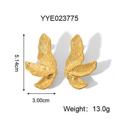 Fashionable 304 Stainless Steel Leaf Stud Earrings for Women SH3836-3-1