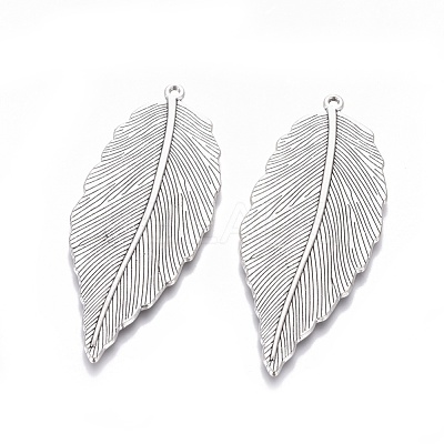 Tibetan Style Alloy Leaf Large Pendants X-TIBEP-S607-AS-LF-1
