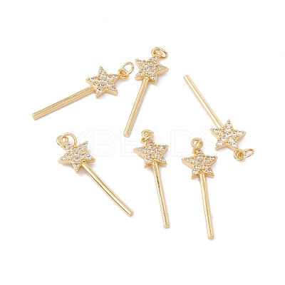 Rack Plating Brass Micro Pave Clear Cubic Zirconia Pendants ZIRC-C040-36G-1