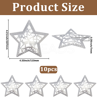 10Pcs Iron Star Ornaments AJEW-GF0012-09-1
