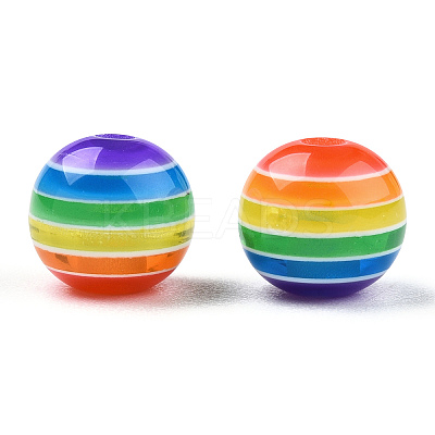 Transparent Stripe Resin Beads LS-X1-RESI-S345-8mm-10A-1