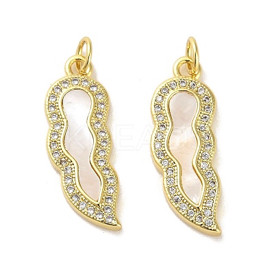 Brass Micro Pave Clear Cubic Zirconia Pendants KK-K365-14C-G-1
