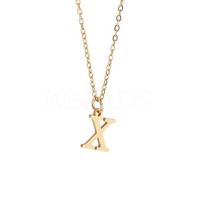 304 Stainless Steel Letter Pendant Necklaces NJEW-LP0001-53X-G-1