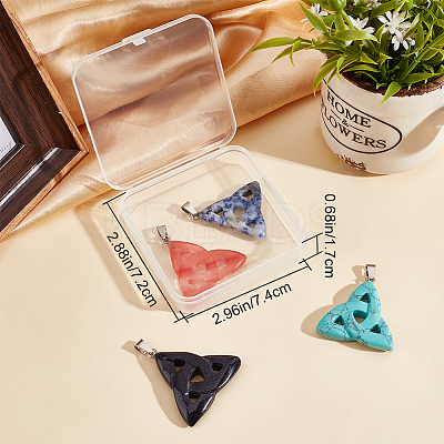 4Pcs 4 Styles Natural & Synthetic Mixed Gemstone Pendants G-SC0001-93-1