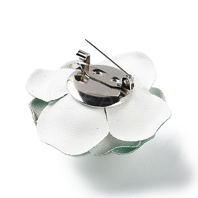 Flower Glitter Imitation Leather with Plastic Pearl Brooch Pin LS-JEWB-K013-02P-02-1