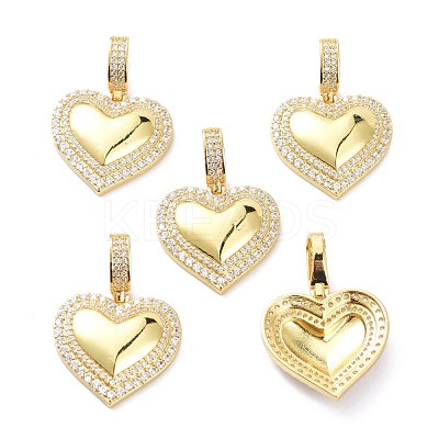 Brass Micro Pave Clear Cubic Zirconia Pendants KK-D004-15G-1