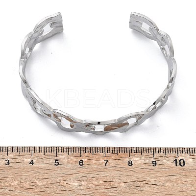 304 Stainless Steel Hollow Cuff Bangles for Women BJEW-B108-05G-1