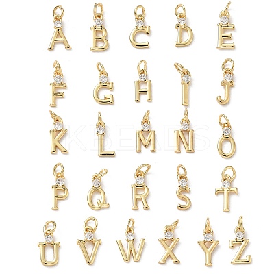 Brass Micro Pave Clear Cubic Zirconia Charms KK-A273-01G-1