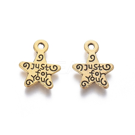 Gift Ideas for Men On Valentines Day Tibetan Style Alloy Star Carved Word Just for You Message Charms X-GLF1272Y-NF-1