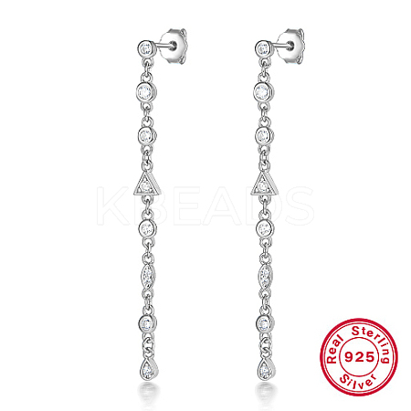 Rhodium Plated 925 Sterling Silver Stud Earrings OB9233-2-1