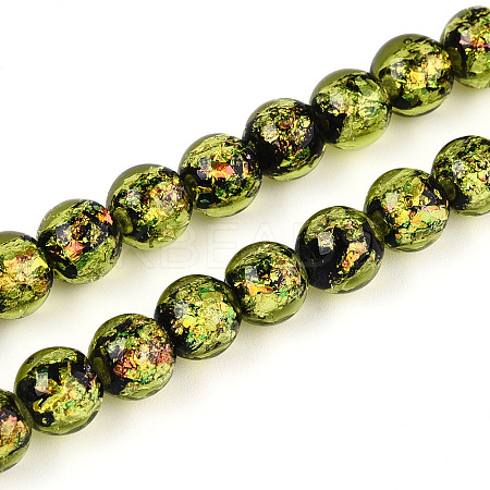 Handmade Foil Glass Beads Strands FOIL-N029-05D-1