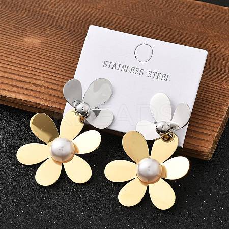304 Stainless Steel Flower Stud Earrings for Women STAS-Z112-22GP-1