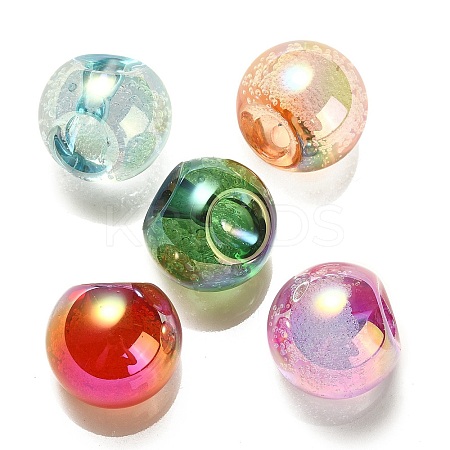 UV Plating Rainbow Iridescent Acrylic Beads OACR-G012-02-1