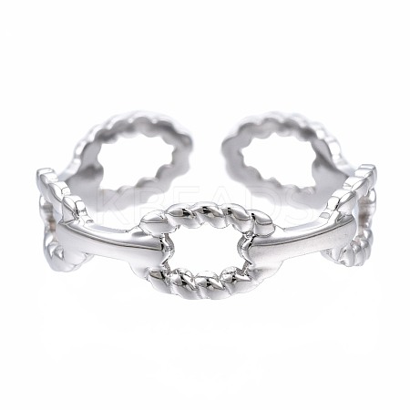 Non-Tarnish 304 Stainless Steel Oval Wrap Open Cuff Ring RJEW-T023-18P-1