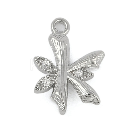 Brass Crystal Rhinestone Letter Links Connector Charms KK-S395-06P-K-1