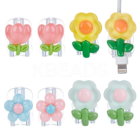 4 Bags 4 Styles Flower TPU Charger Cord Protector DIY-OC0014-30-1