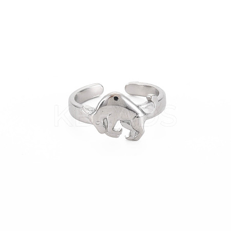 Non-Tarnish 304 Stainless Steel 12 Constellations/Zodiac Signs Open Cuff Ring for Women RJEW-S405-156P-K-1