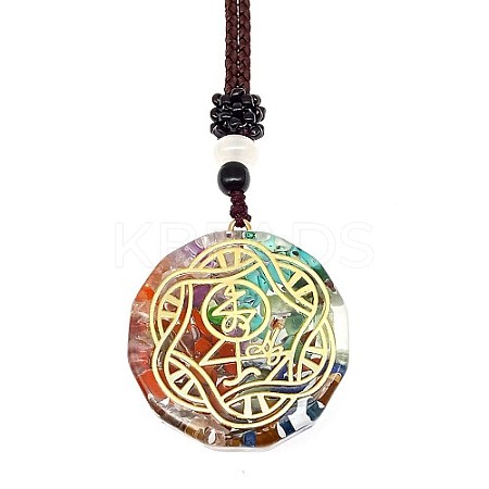 Resin & Natural & Synthetic Mixed Gemstone Pendant Necklaces OG4289-06-1
