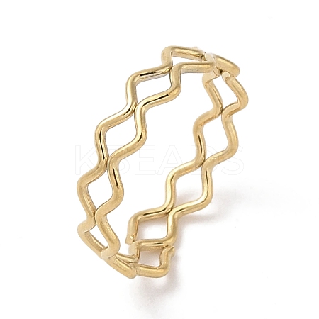Ion Plating(IP) 304 Stainless Steel Wave Finger Rings for Women RJEW-G315-07A-G-1
