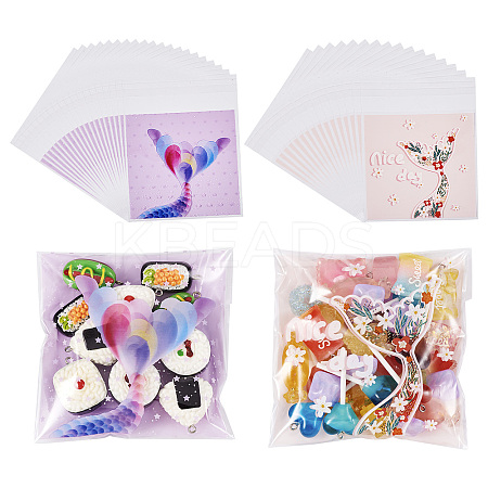 100Pcs 2 Colors Square Plastic Cellophane Self Seal Bags ABAG-TA0001-32-1