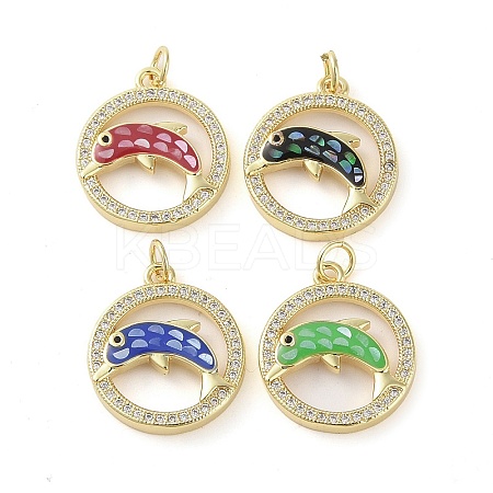 Brass Micro Pave Clear Cubic Zirconia Pendants KK-Q813-05G-1