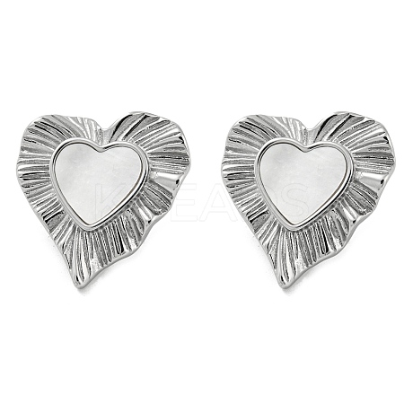 304 Stainless Steel Heart Stud Earrings EJEW-M233-20P-1