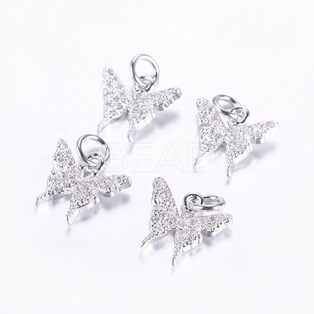 Long-Lasting Plated Brass Micro Pave Cubic Zirconia Charms X-ZIRC-F069-32P-1