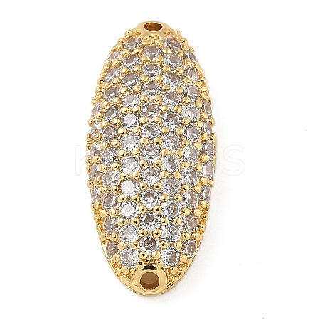 Rack Plating Brass Micro Pave Clear Cubic Zirconia Oval Connector Charms KK-A234-016G-1