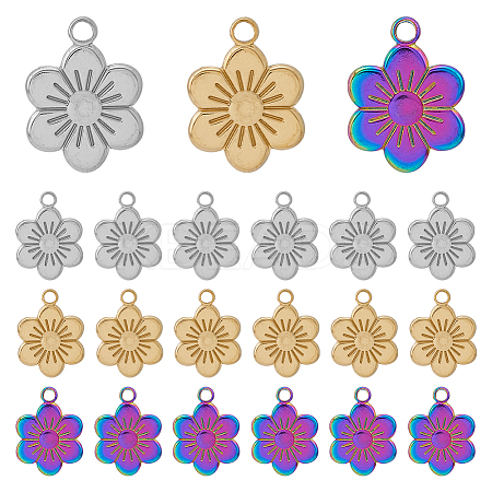 18Pcs 3 Colors 201 Stainless Steel Pendants STAS-DC0013-92-1