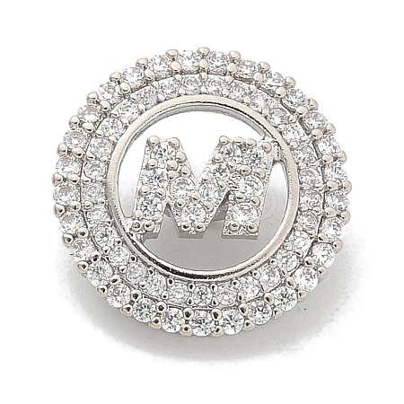 Rack Plating Brass Micro Pave Clear Cubic Zirconia Buttons KK-K293-12A-P-1
