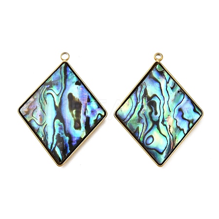 304 Stainless Steel Pave Natural Paua Shell Pendants LS-STAS-Z125-01D-G-1