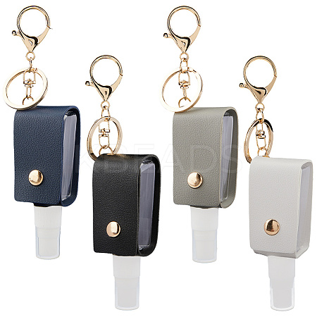 4Pcs 4 Colors Plastic Hand Sanitizer Bottle with PU Leather Cover KEYC-CL0001-04A-1