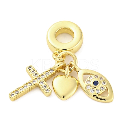 Brass Micro Pave Cubic Zirconia European Dangle Charms KK-D325-15G-1