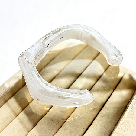 Twisted Acrylic Cuff Bangles for Women BJEW-F538-03A-1