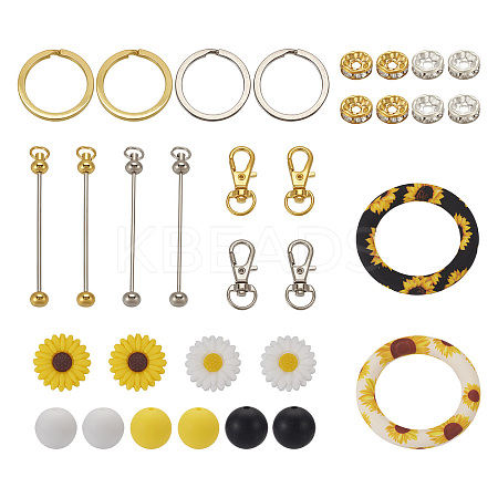 DIY Sunflower Iron Beadable Bar Keychain Making Kits DIY-TA0010-21-1