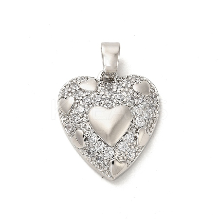 Rack Plating Brass Micro Pave Clear Cubic Zirconia Pendants KK-M276-05P-1