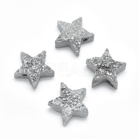 Electroplate Natural Druzy Quartz Charms G-P382-I05-1