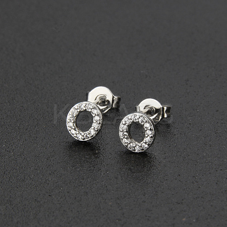 Brass Micro Pave Clear Cubic Zirconia Stud Earrings FS-WGC2F12-15-1