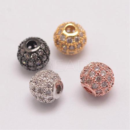 Brass Micro Pave Cubic Zirconia Beads ZIRC-E110-03-1