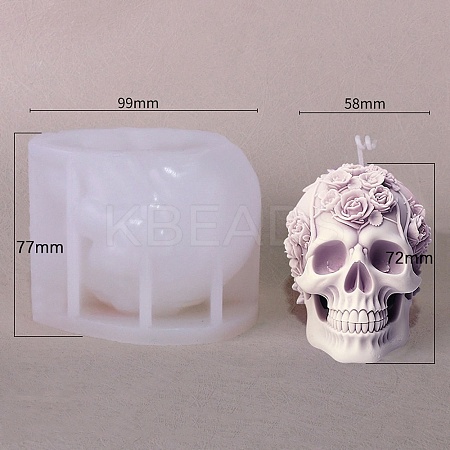 Skull Shape Candle DIY Food Grade Silicone Statue Mold PW-WG19280-02-1