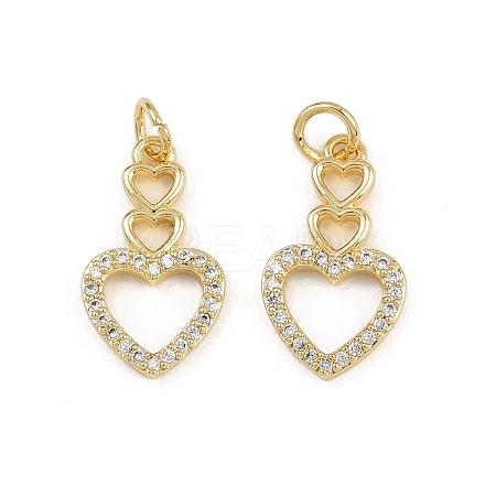Brass Micro Pave Clear Cubic Zirconia Pendants ZIRC-I367-14G-04-1
