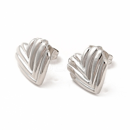 Heart Rack Plating Brass Stud Earrings for Women EJEW-H091-28P-1
