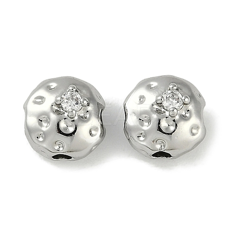 Brass Micro Pave Cubic Zirconia Beads KK-P283-22P-1