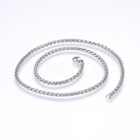 Non-Tarnish 304 Stainless Steel Wheat Chain Necklaces LS-NJEW-F227-05P-04-1
