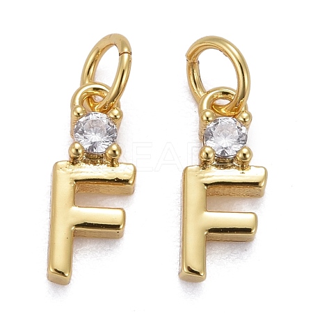 Brass Micro Pave Clear Cubic Zirconia Pendants ZIRC-Z011-35F-1