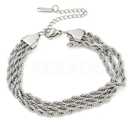 Non-Tarnish 304 Stainless Steel 3-Strand Rope Chain Bracelets for Women LS-BJEW-G707-02P-1