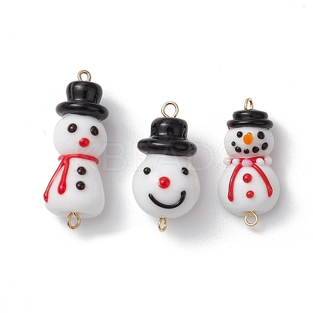 3Pcs 3 Styles Handmade Lampwork Connector Charms PALLOY-JF02829-1