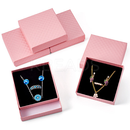 5Pcs Rhombus Textured Cardboard Jewelry Packing Boxes with Sponge Inside CBOX-TA0001-18D-1