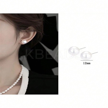 Elegant Vintage Style 999 Silver Faux Pearl Stud Earrings for Women ES4450-3-1