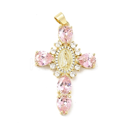 Rack Plating Brass Micro Pave Cubic Zirconia Pendants ZIRC-I059-15G-07-1